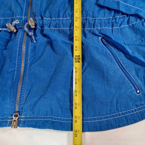 Vintage Reebok Men's Size L Spell Out Blue White Long Nylon Windbreaker Jacket - Picture 8 of 10